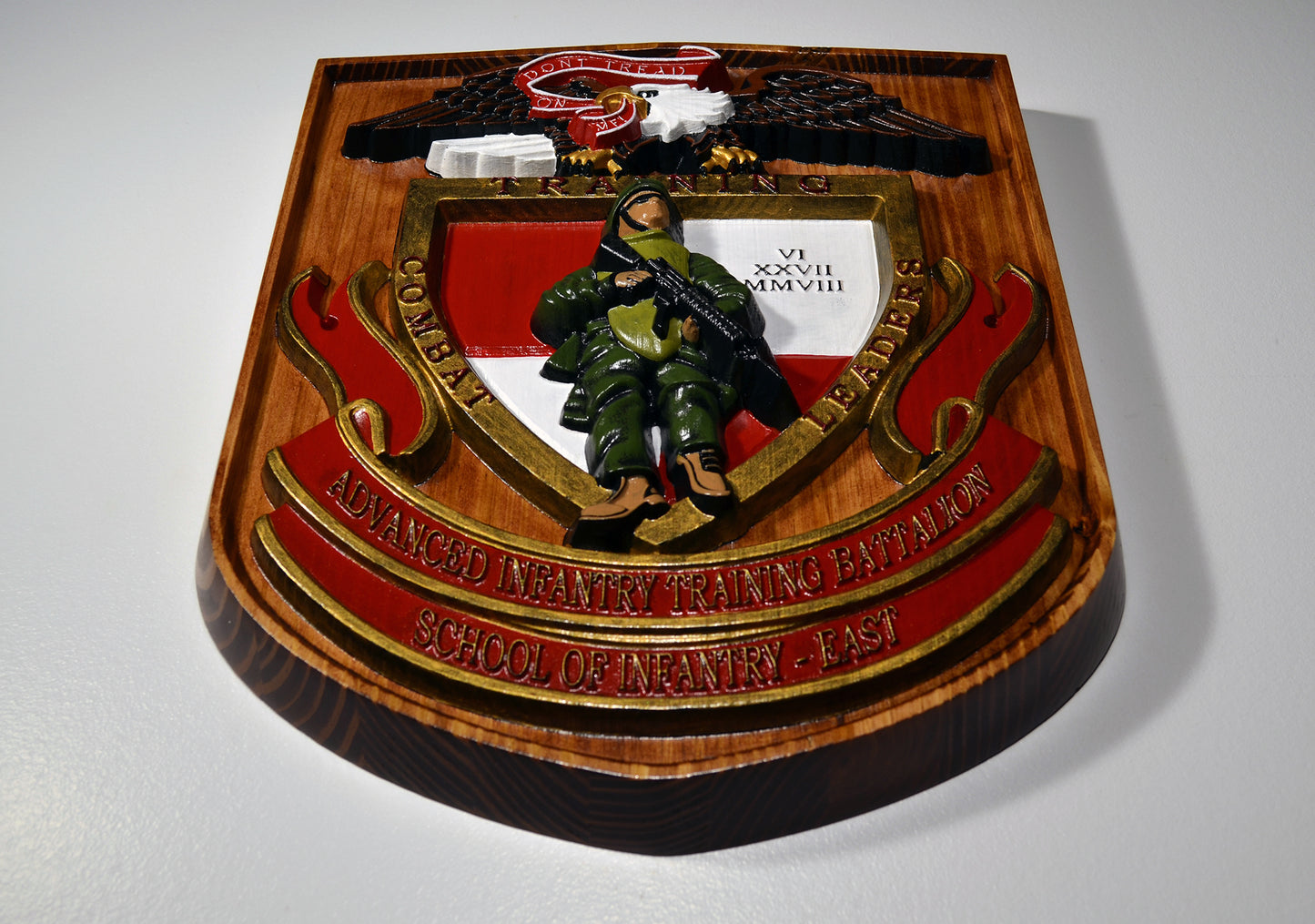 USMC Advanced Infantry Training Battalion East, painted military plaque - Carved Effects