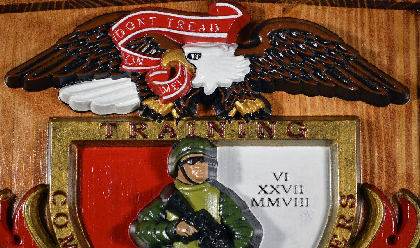 USMC Advanced Infantry Training Battalion East, painted military plaque - Carved Effects