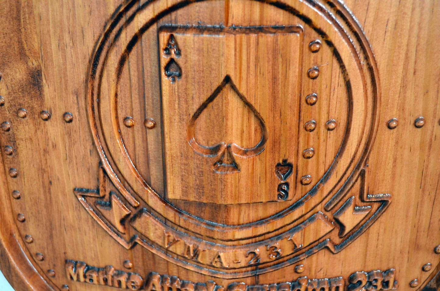 USMC Attack Squadron VMA-231, Ace of Spades, CNC 3d Wood Carving, Military Plaque - Carved Effects