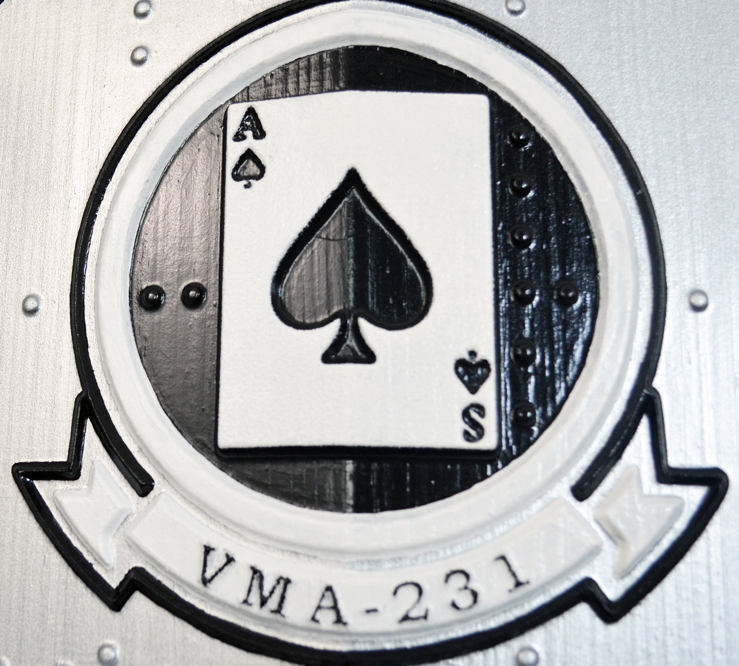 USMC Attack Squadron VMA-231, Ace of Spades, CNC 3d wood carving, painted military plaque - Carved Effects