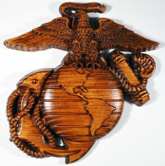 USMC Eagle Globe Anchor 12", Marine Corps, EGA, Mahogany, military plaque