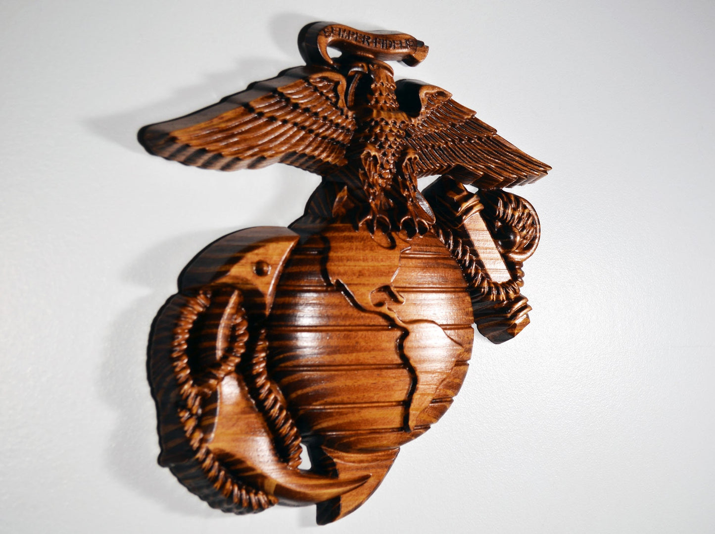 USMC Eagle Globe Anchor 12", Marine Corps, EGA, Mahogany, military plaque