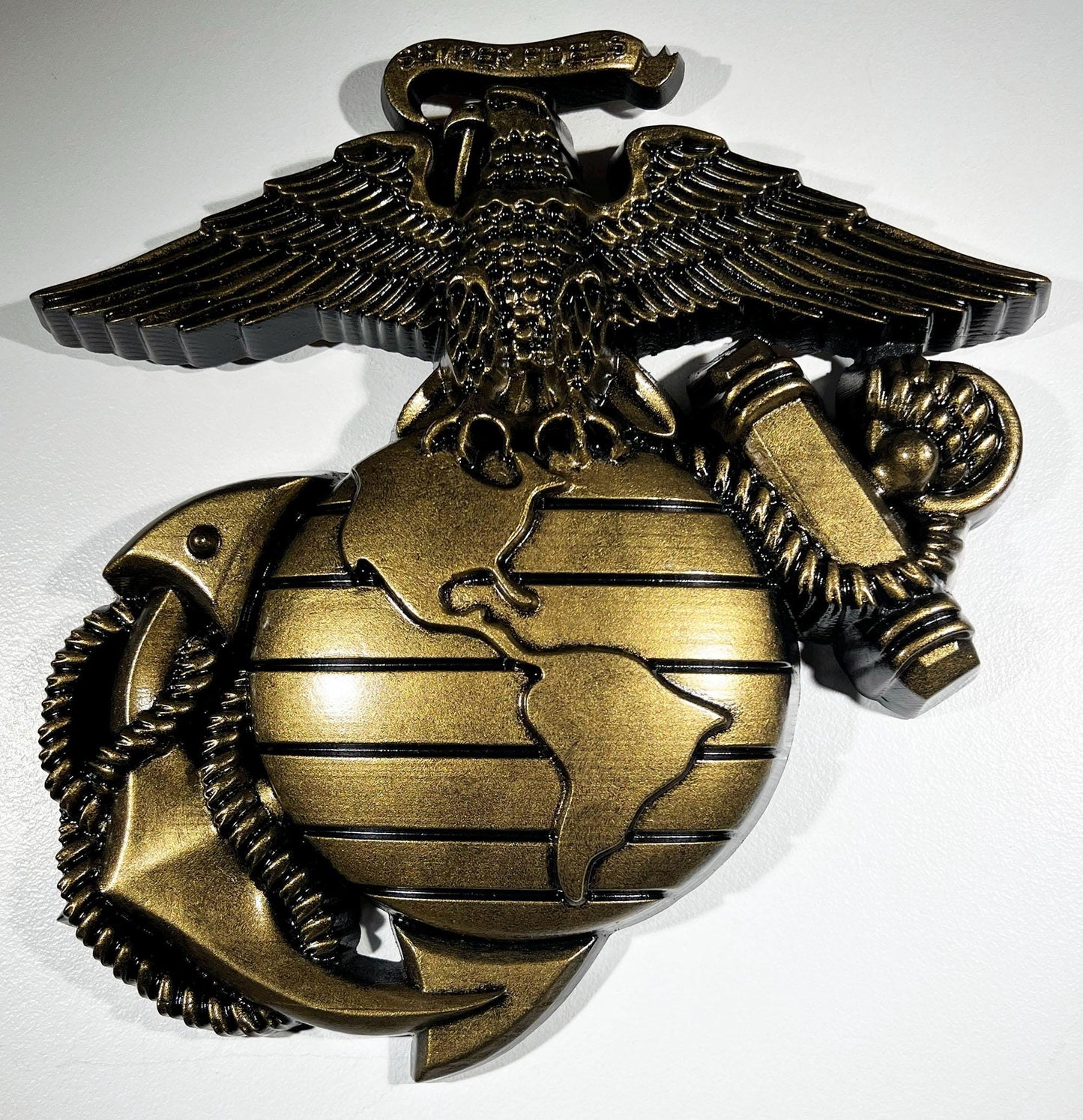 USMC Eagle Globe Anchor 12" Antique Brass Painted Unit Plaque