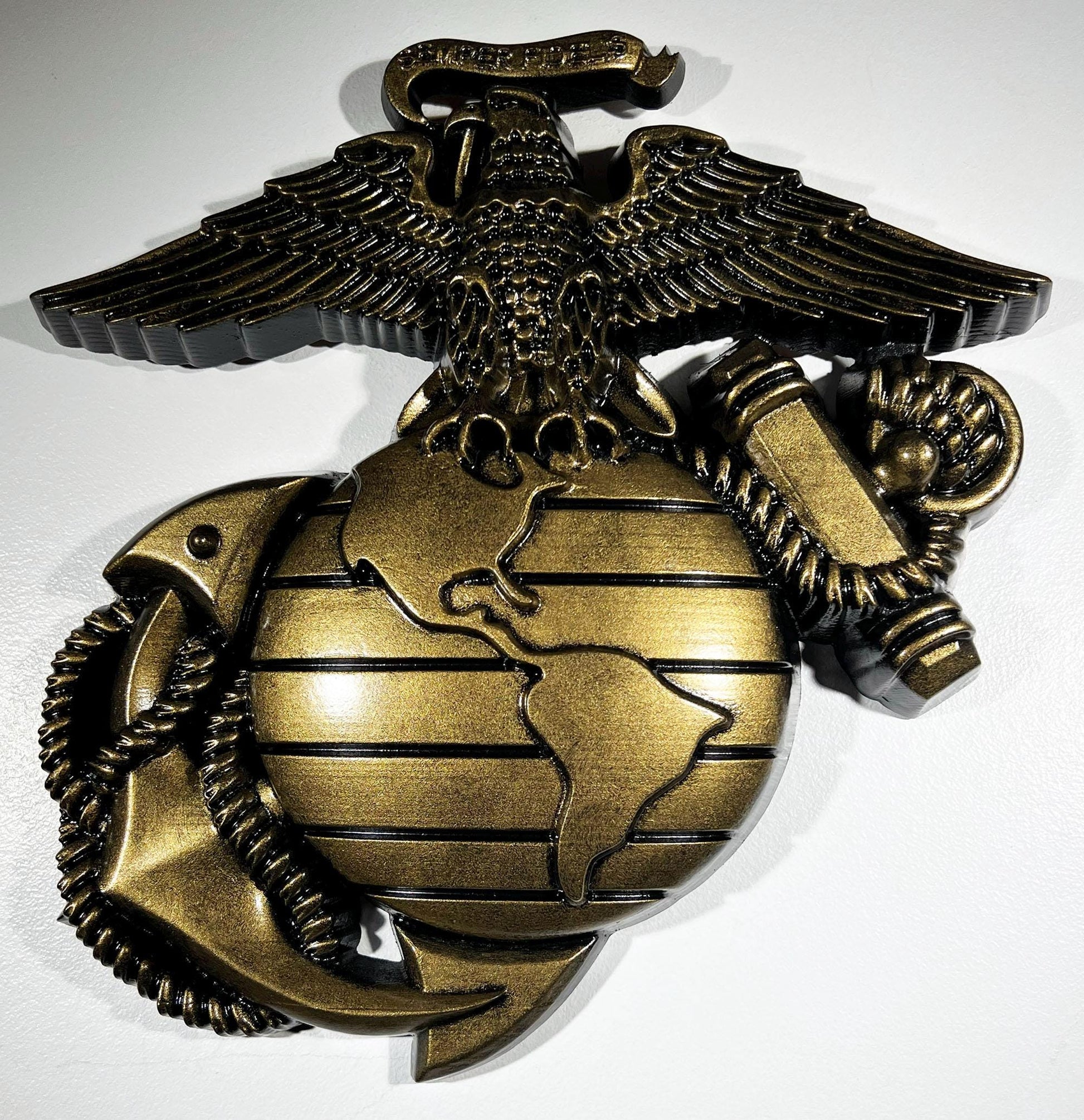 USMC Eagle Globe Anchor 12" Antique Brass Painted Unit Plaque