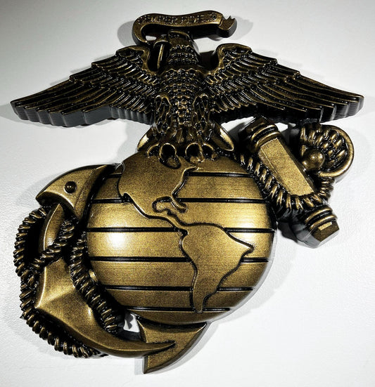 USMC Eagle Globe Anchor 12" Antique Brass Painted Unit Plaque