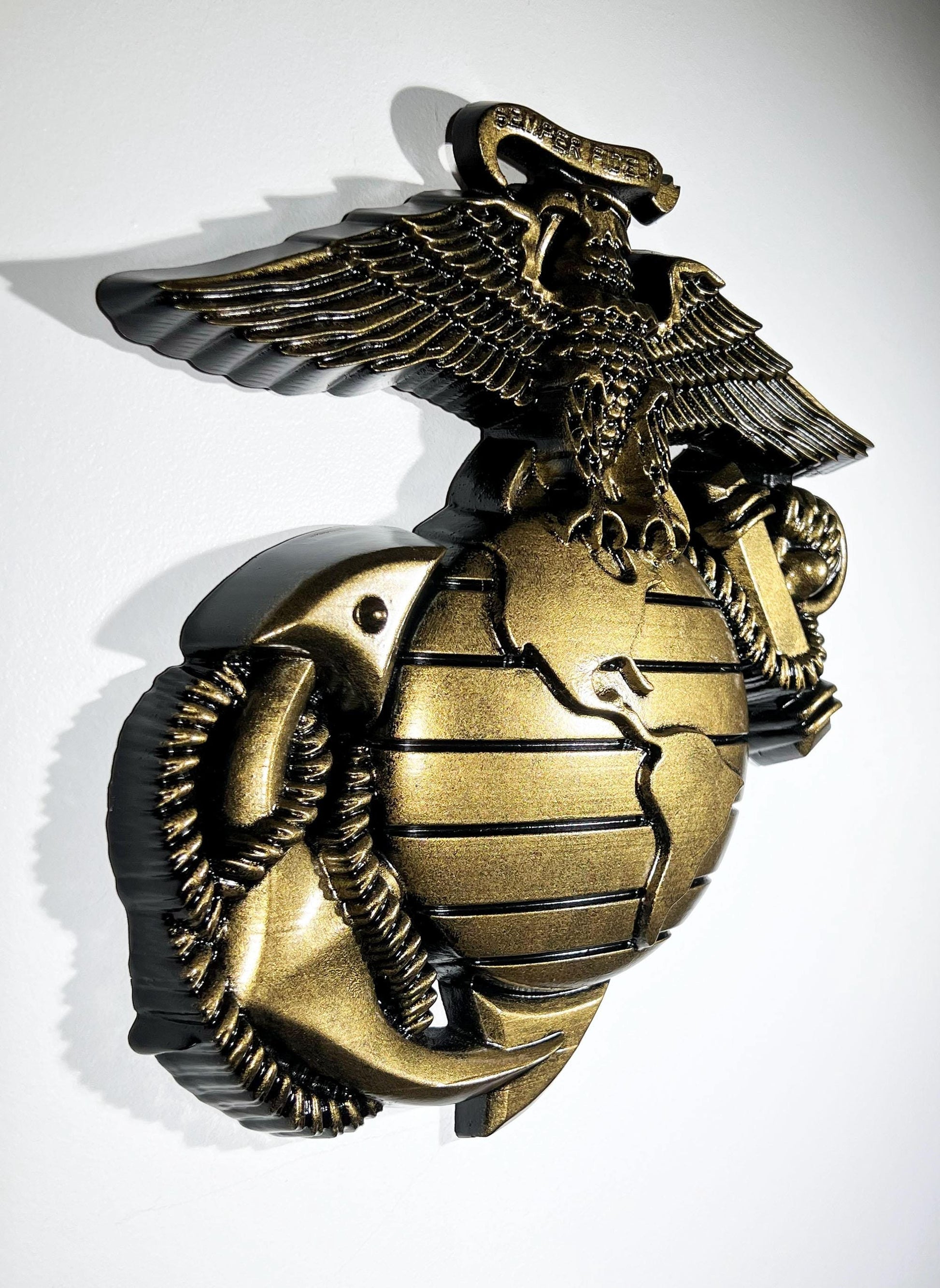USMC Eagle Globe Anchor 12" Antique Brass Painted Unit Plaque
