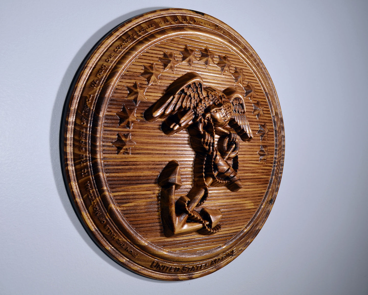 USMC Early Insignia, Officer Dress Blue Button, Marine Hymn Boarder - Carved Effects