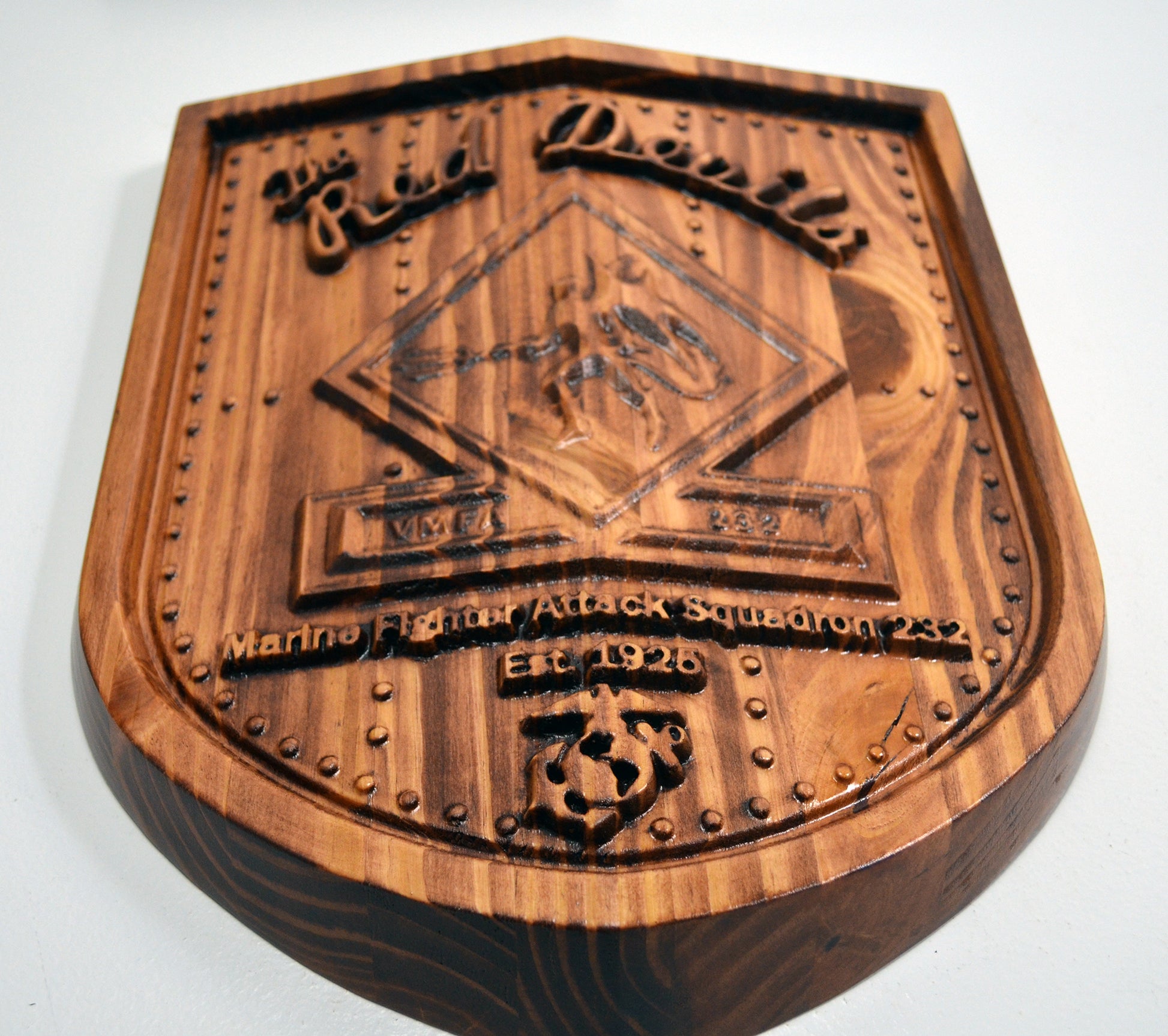 USMC Fighter Attack Squadron VFMA-232, Red Devils, CNC 3d Wood Carving, Military Plaque - Carved Effects