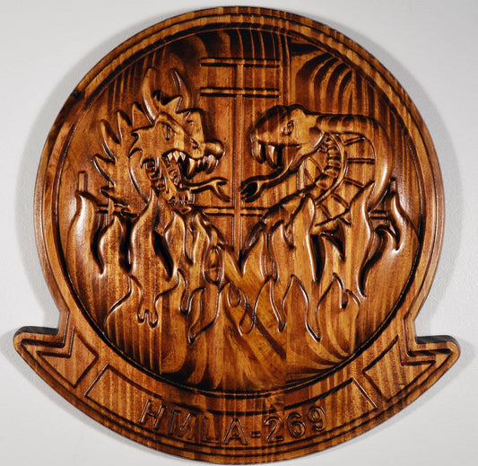 USMC HMLA-269 Marine Light Attack Helicopter Squadron 269, The Gunrunners Marine Corps, 3d wood carving military plaque 11"