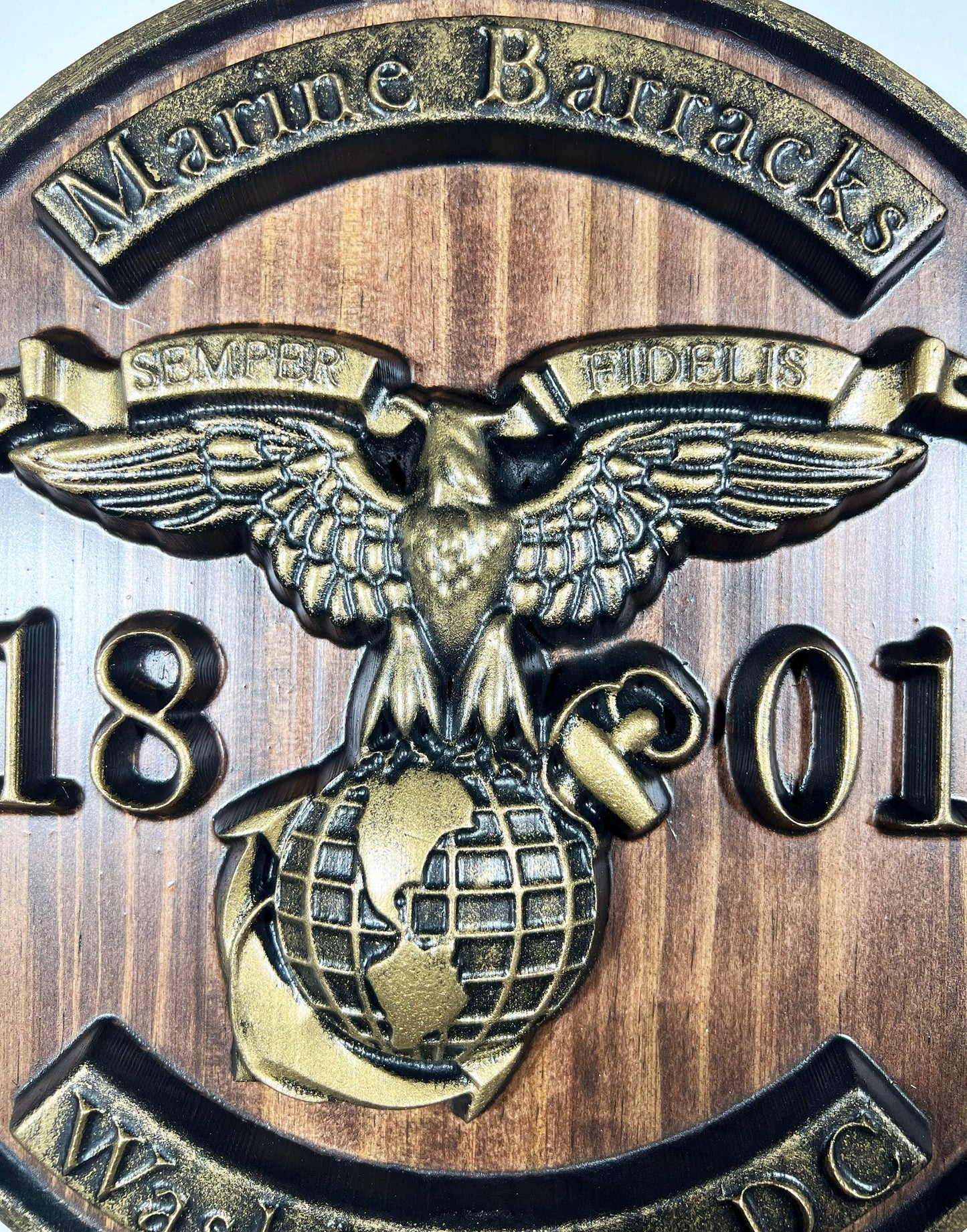 USMC Marine Barracks, 1801 Washington DC, Java and Brass military unit plaque