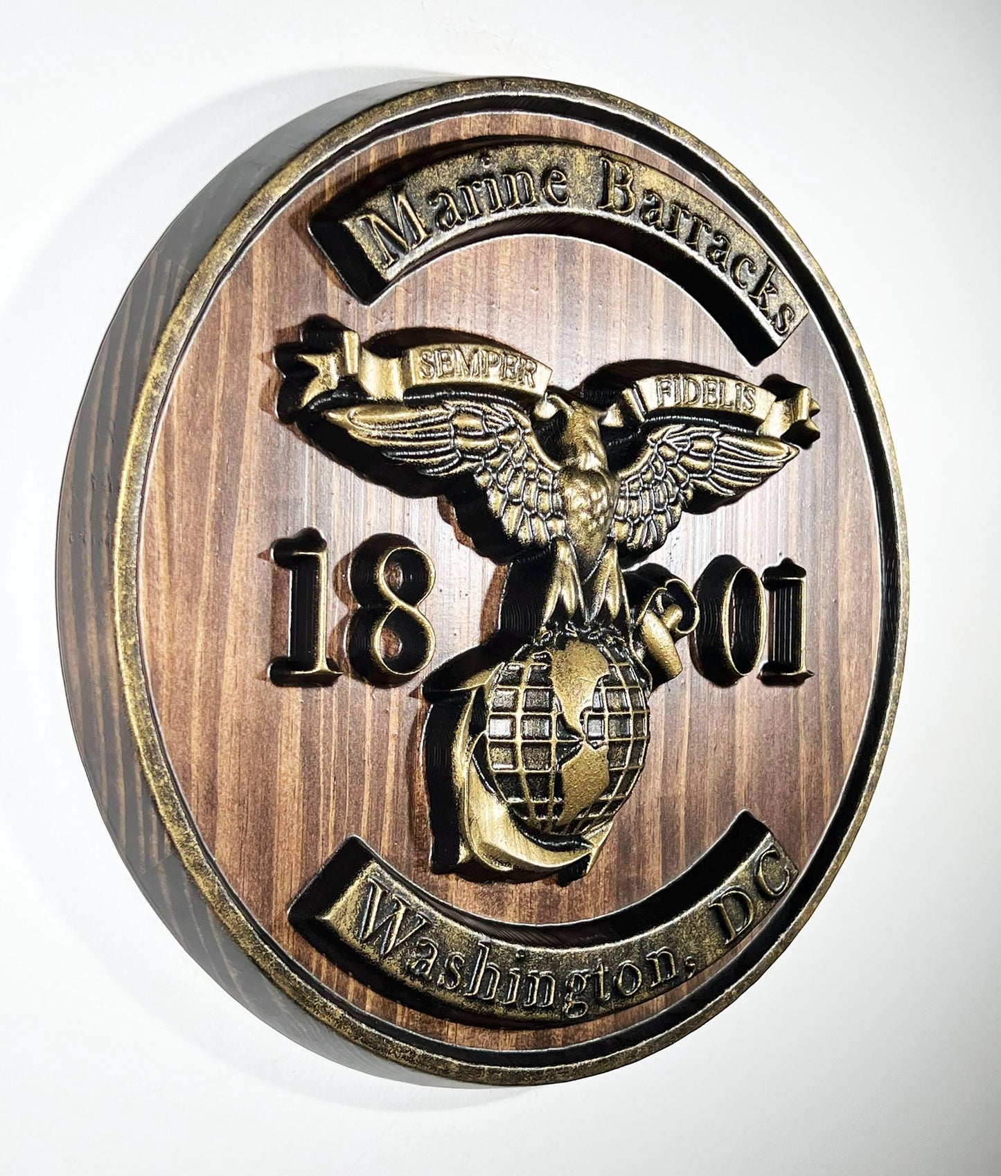 USMC Marine Barracks, 1801 Washington DC, Java and Brass military unit plaque