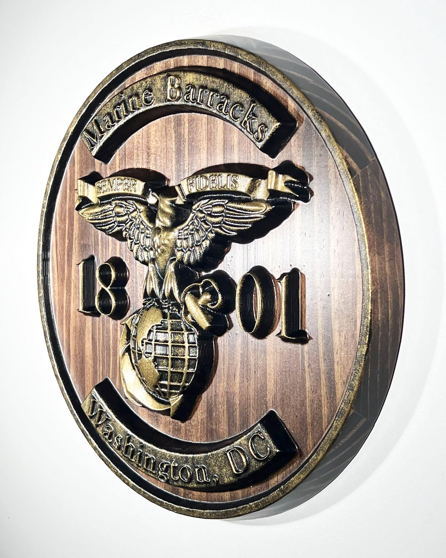 USMC Marine Barracks, 1801 Washington DC, Java and Brass military unit plaque