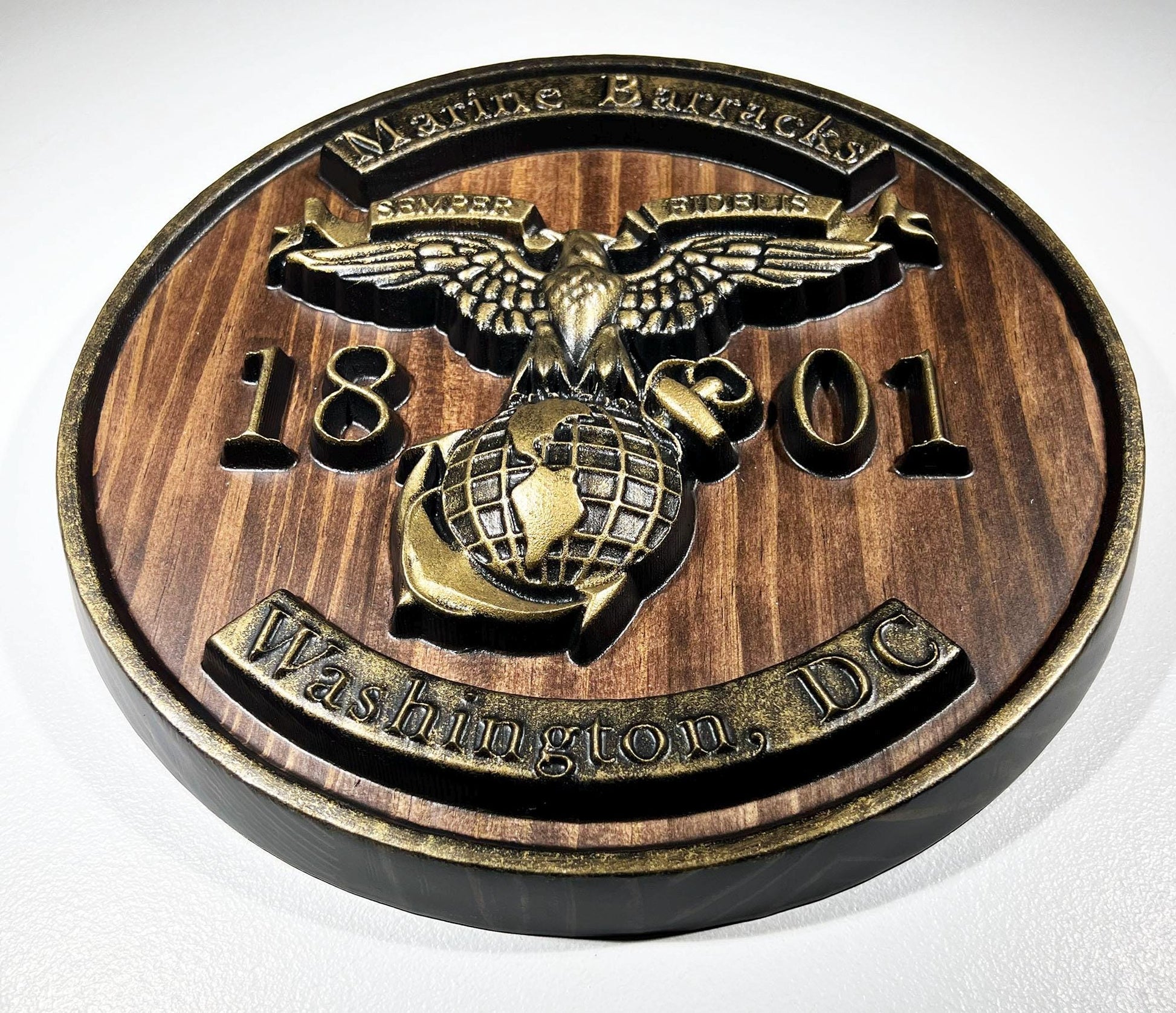 USMC Marine Barracks, 1801 Washington DC, Java and Brass military unit plaque