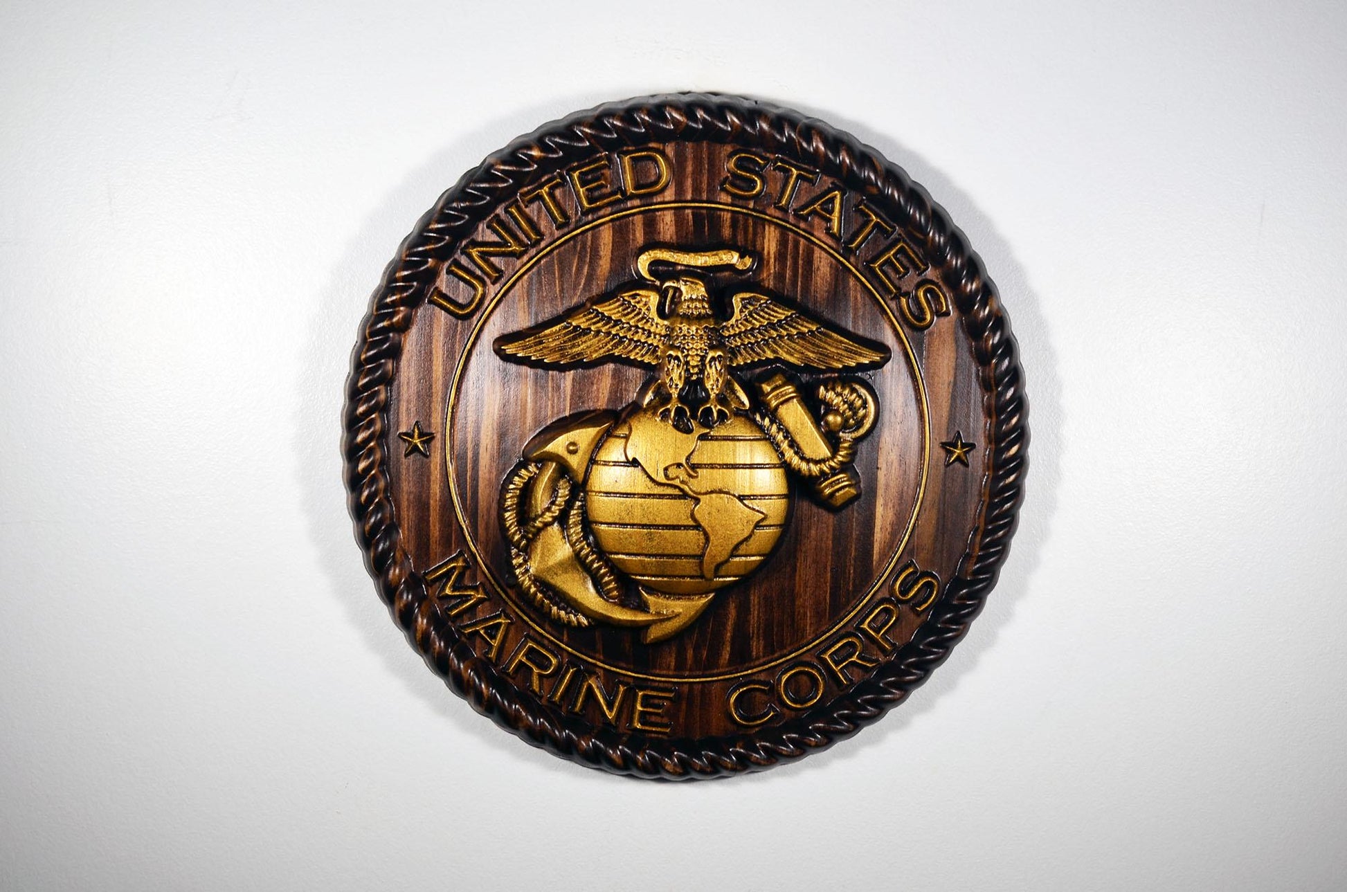 USMC Marine Logo 12"Java and Gold Painted Military Plaque