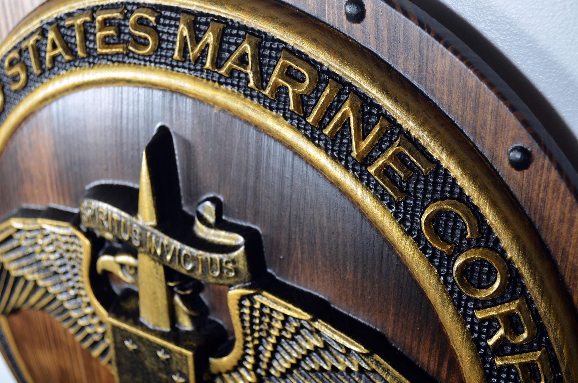 USMC Marine Raiders Badge on Shield, Marine Special Operations, painted wood military plaque