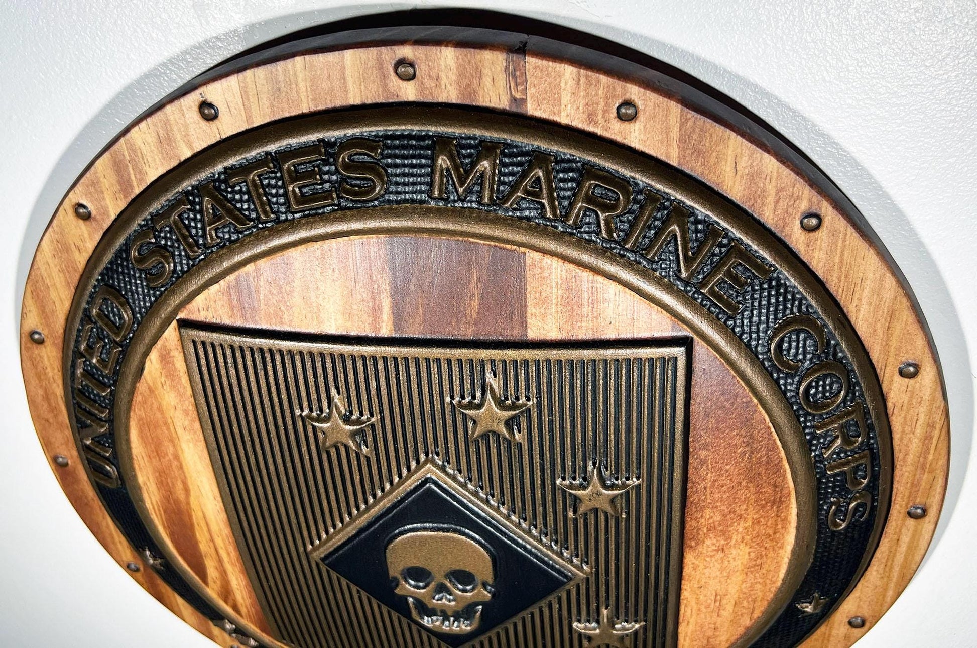 USMC Marine Raiders Bronze and Mahogany shield plaque 12"
