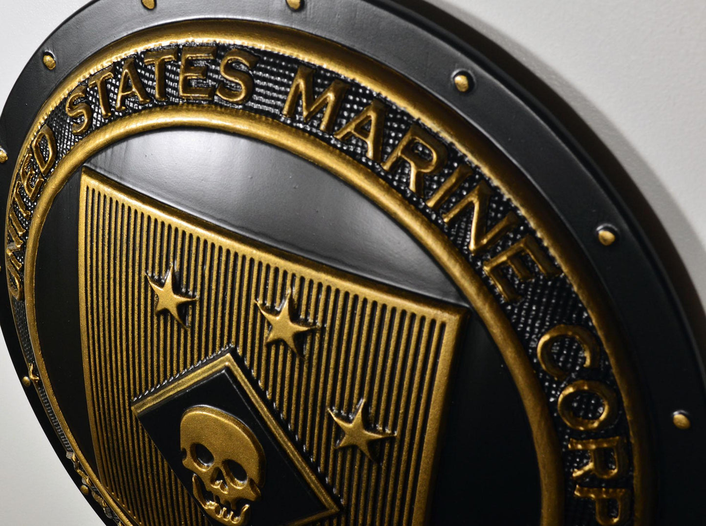 USMC Marine Raiders matte black brass shield plaque