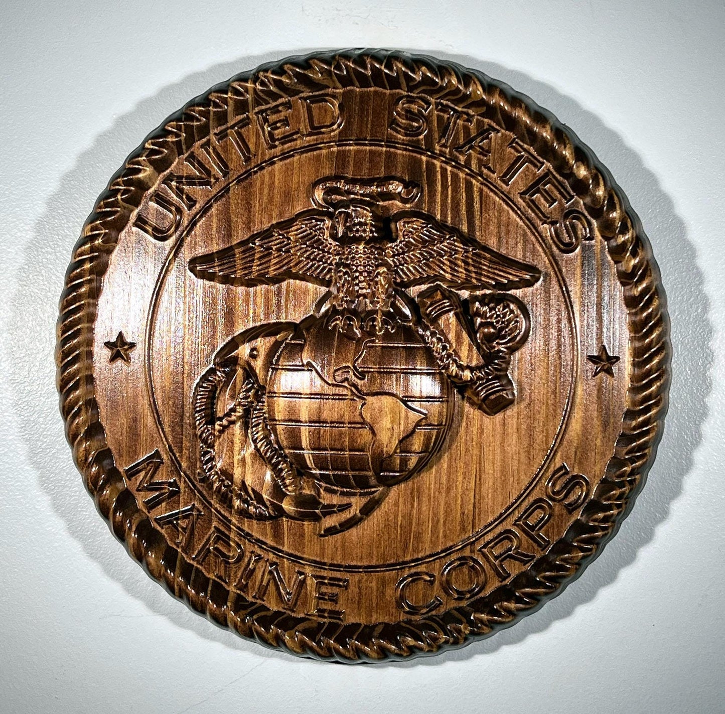 USMC Marines Logo 12" stained Military Plaque