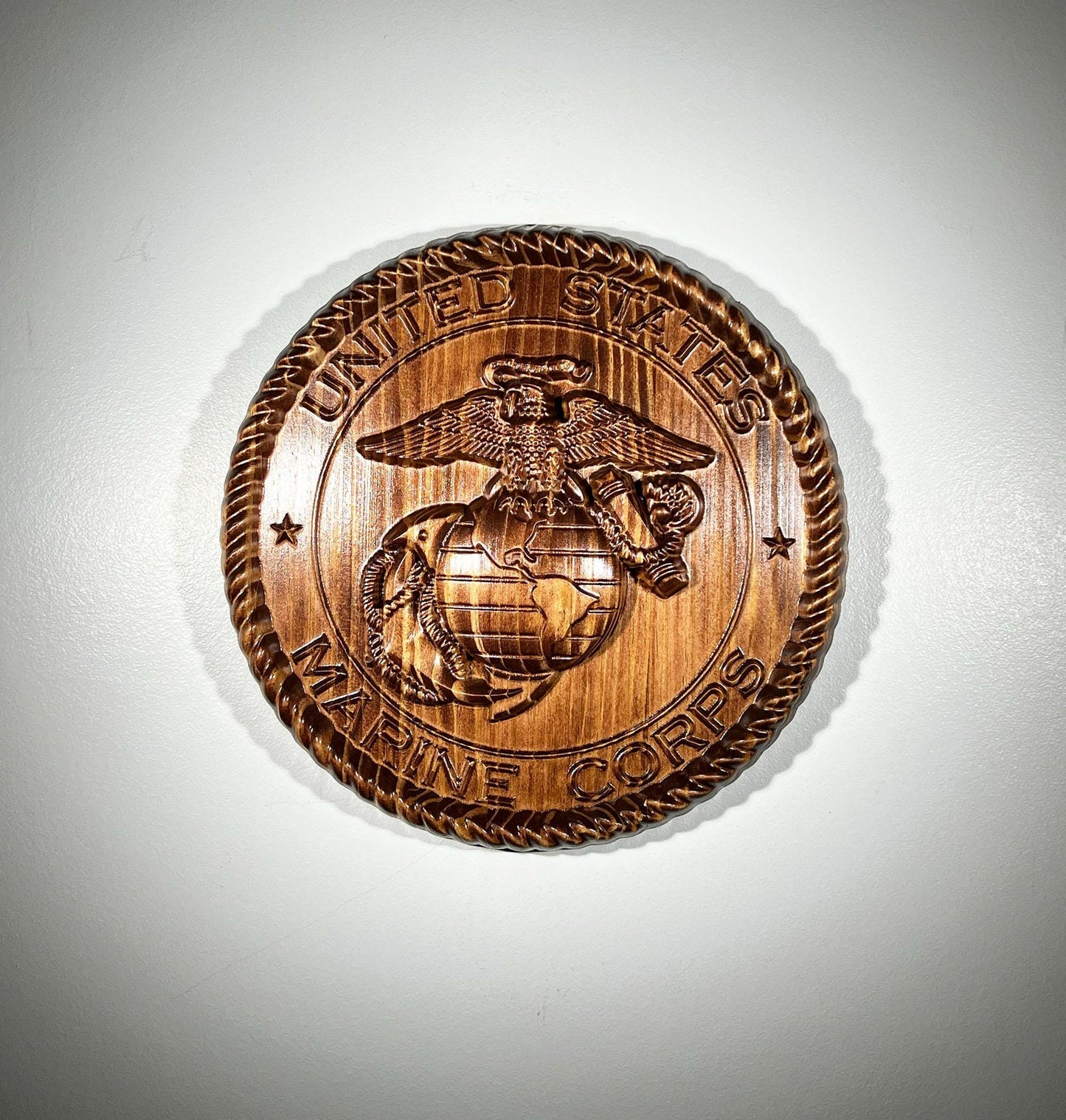 USMC Marines Logo 12" stained Military Plaque