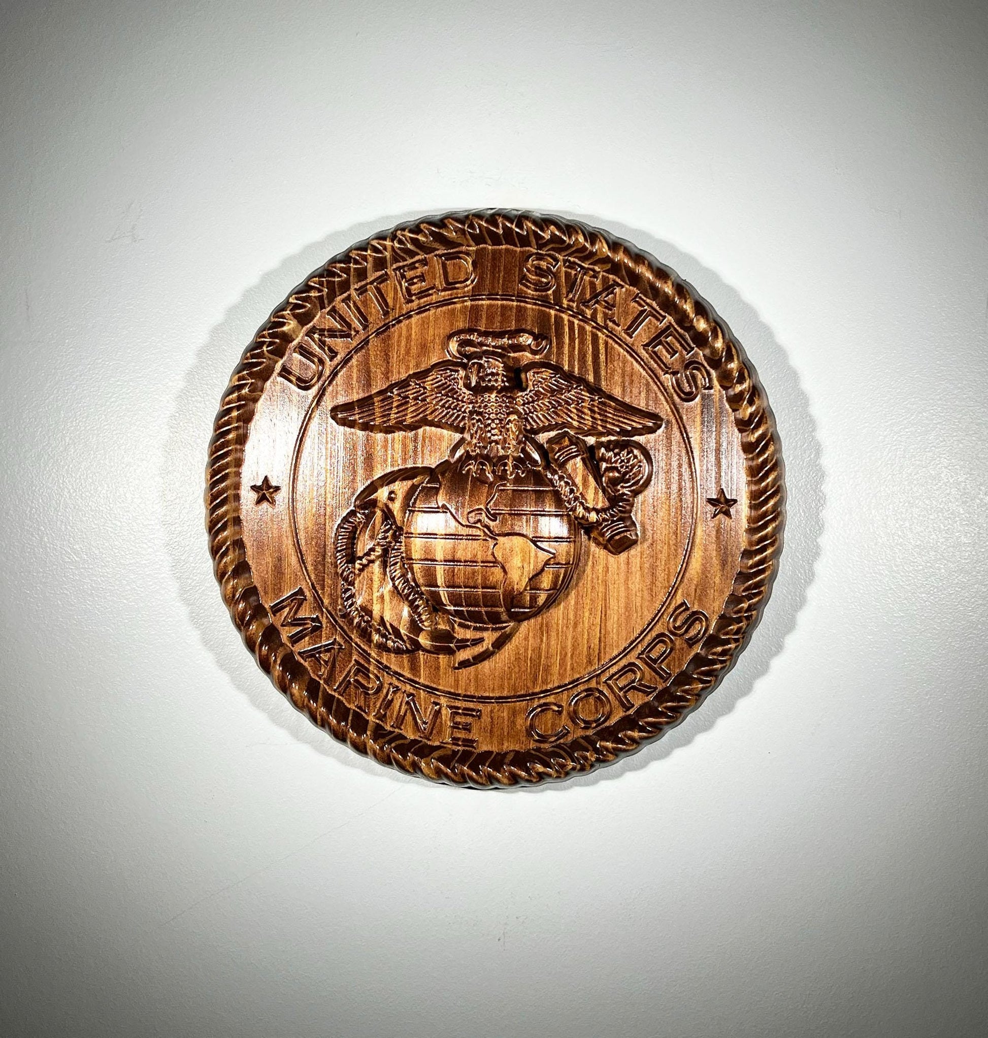USMC Marines Logo 12" stained Military Plaque