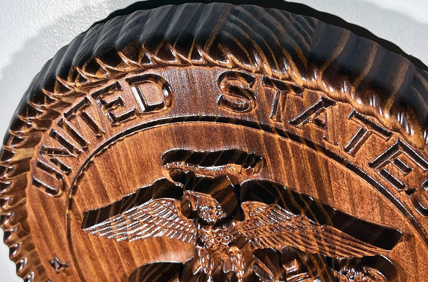 USMC Marines Logo 12" stained Military Plaque