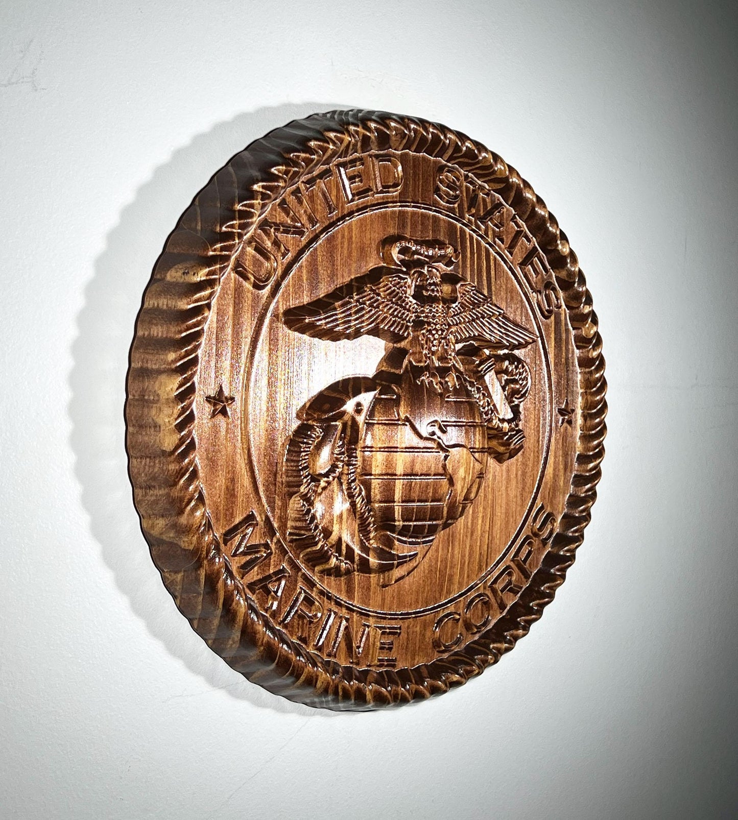 USMC Marines Logo 12" stained Military Plaque