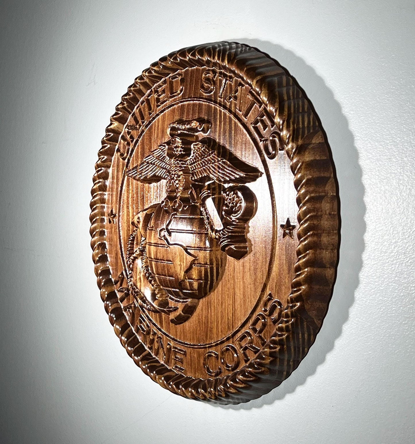 USMC Marines Logo 12" stained Military Plaque