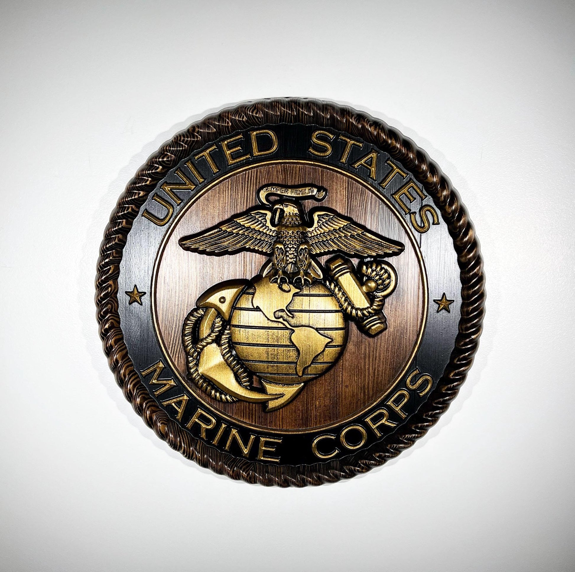 USMC Marines Logo 20"Java and Gold Painted Military Plaque