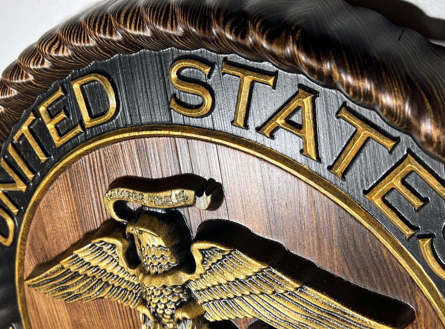 USMC Marines Logo 20"Java and Gold Painted Military Plaque