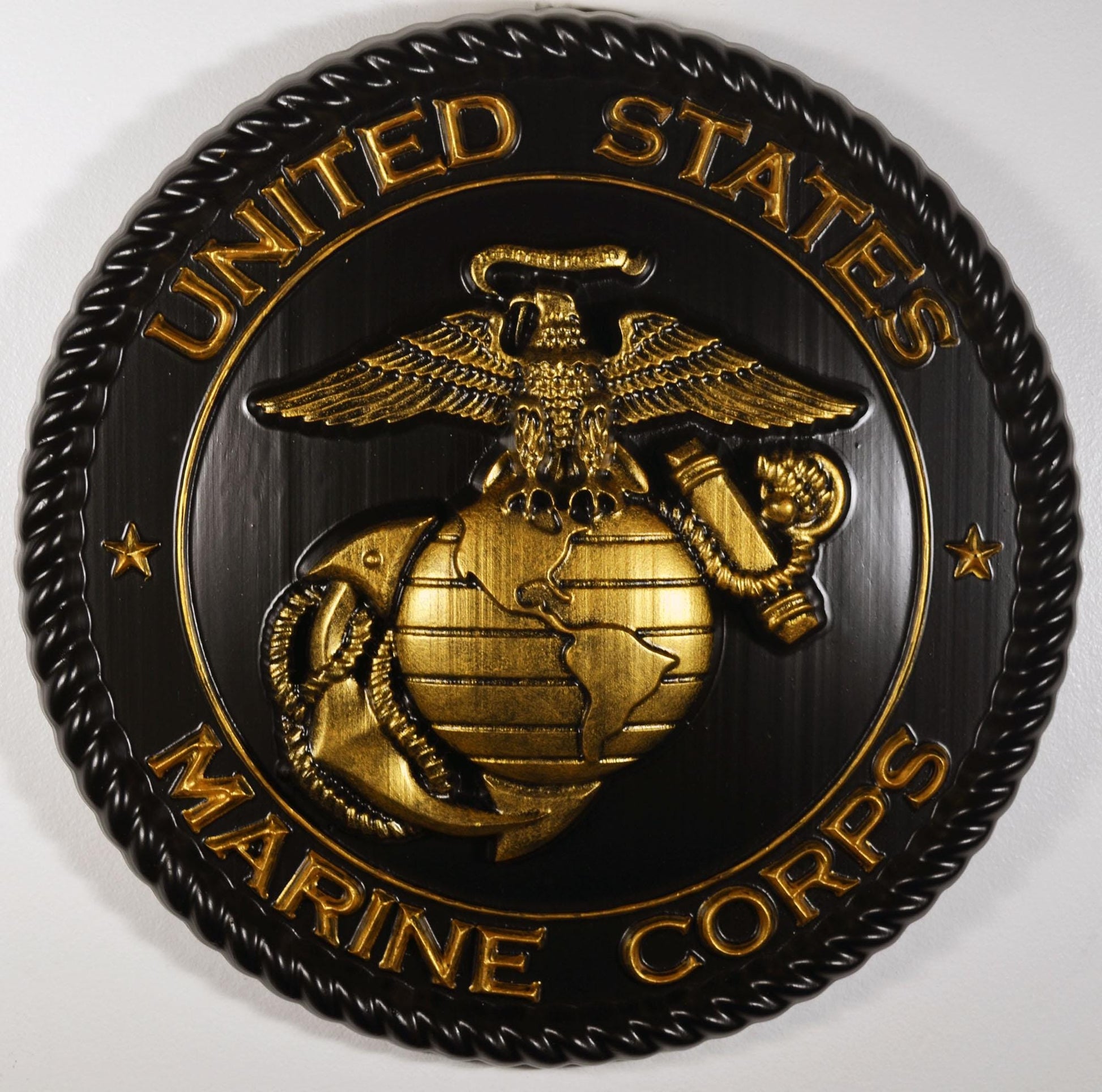 USMC Marines Logo 12"Black and Gold Painted Military Plaque