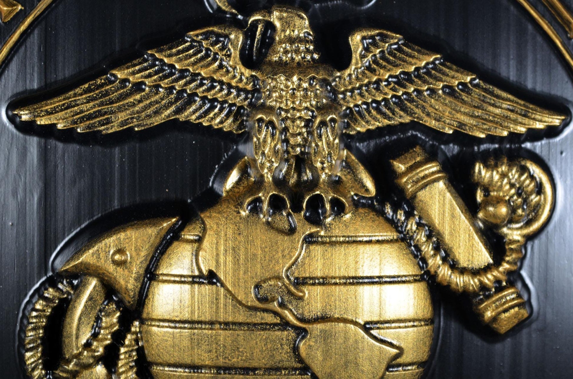 USMC Marines Logo 12"Black and Gold Painted Military Plaque