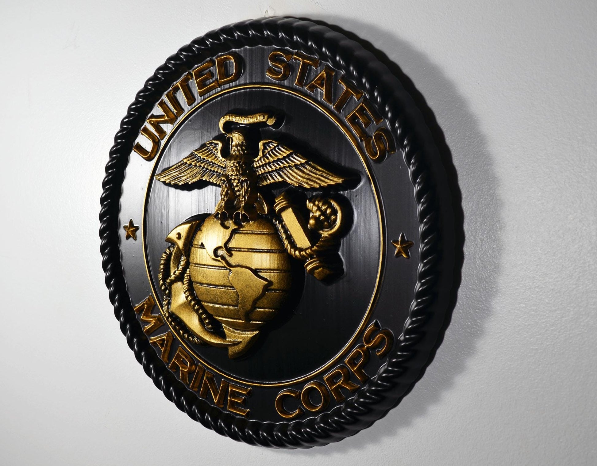 USMC Marines Logo 12"Black and Gold Painted Military Plaque