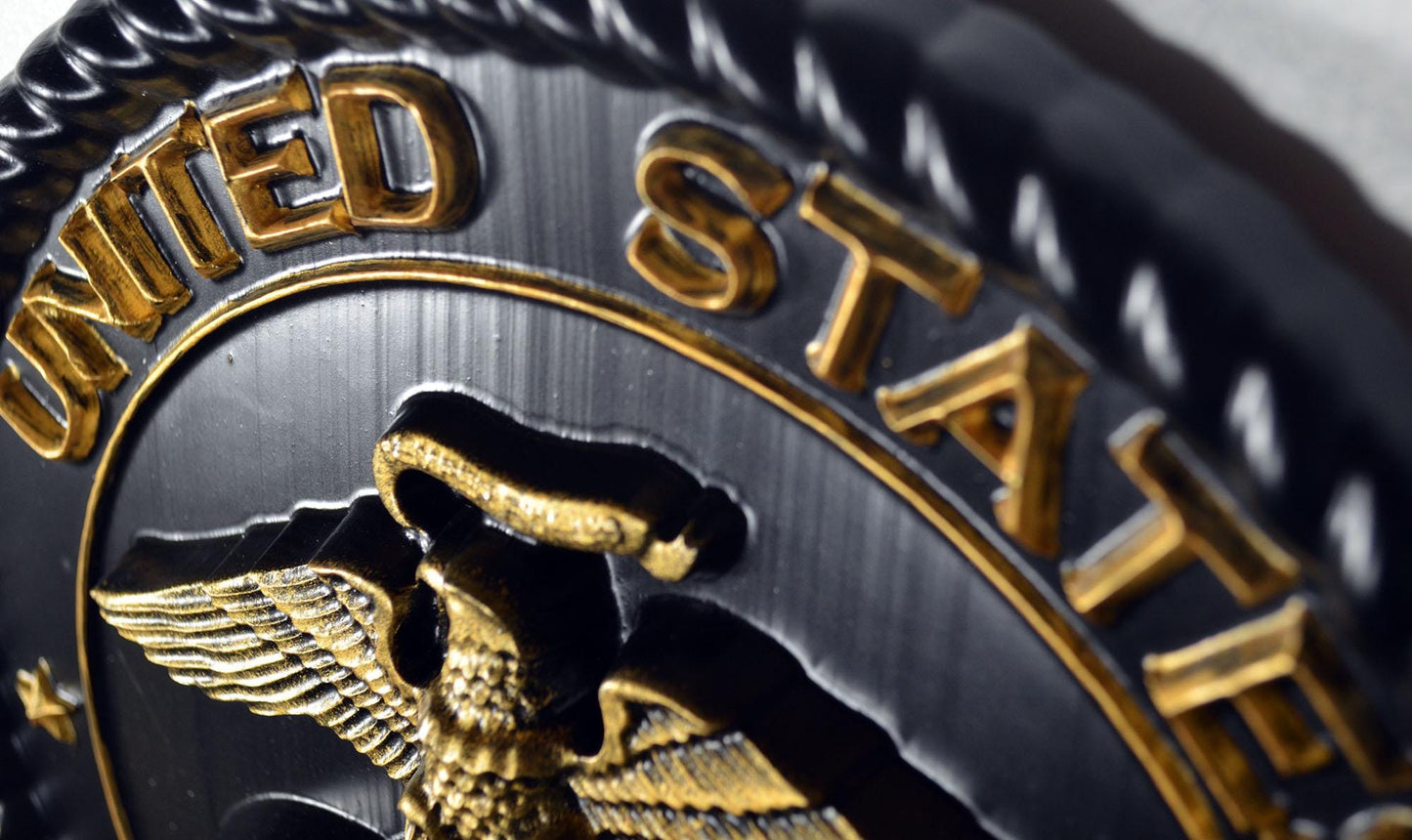 USMC Marines Logo 12"Black and Gold Painted Military Plaque