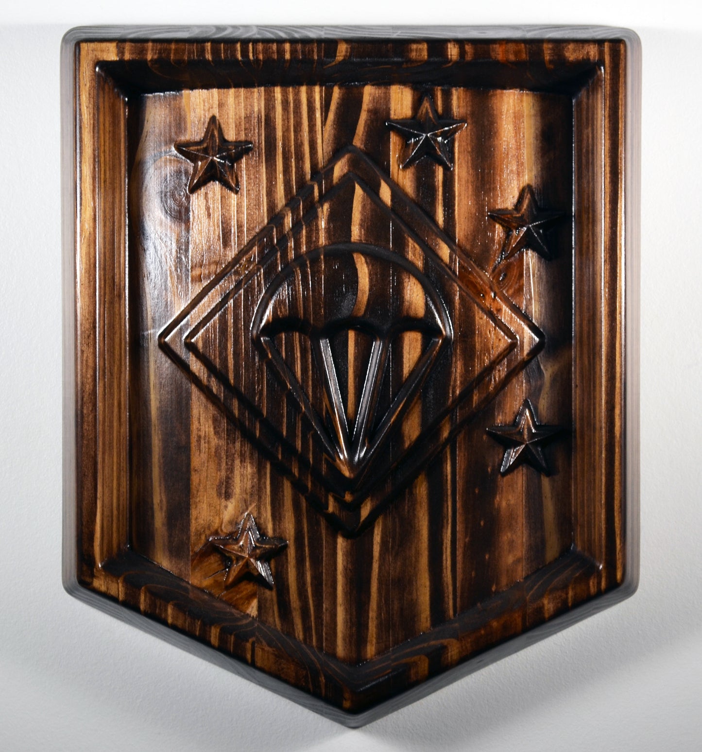 USMC Paramarines, Marine Parachute Regiment, java stained 3d wood carving, military plaque - Carved Effects