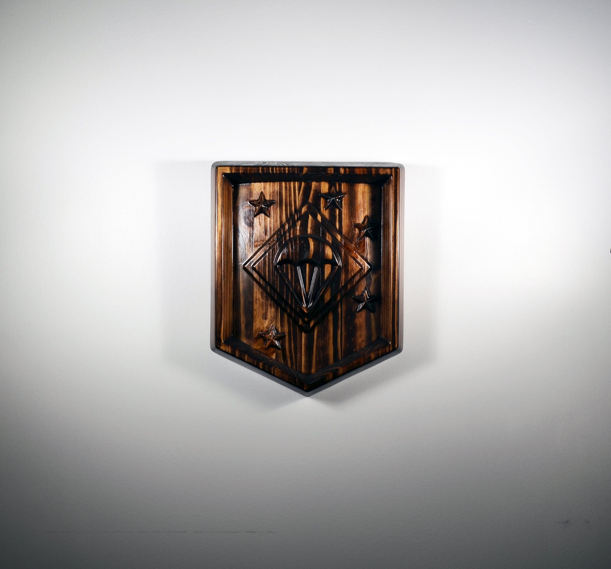 USMC Paramarines, Marine Parachute Regiment, java stained 3d wood carving, military plaque - Carved Effects
