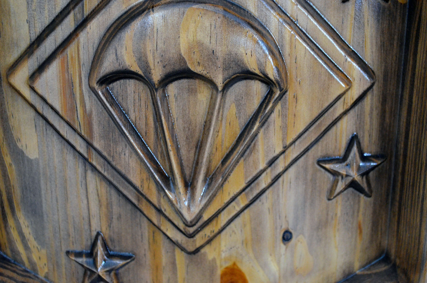 USMC Paramarines, Marine Parachute Regiment, stained 3d wood carving, military plaque - Carved Effects