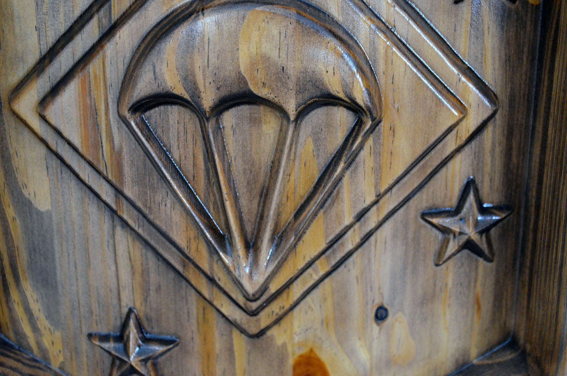 USMC Paramarines, Marine Parachute Regiment, stained 3d wood carving, military plaque - Carved Effects