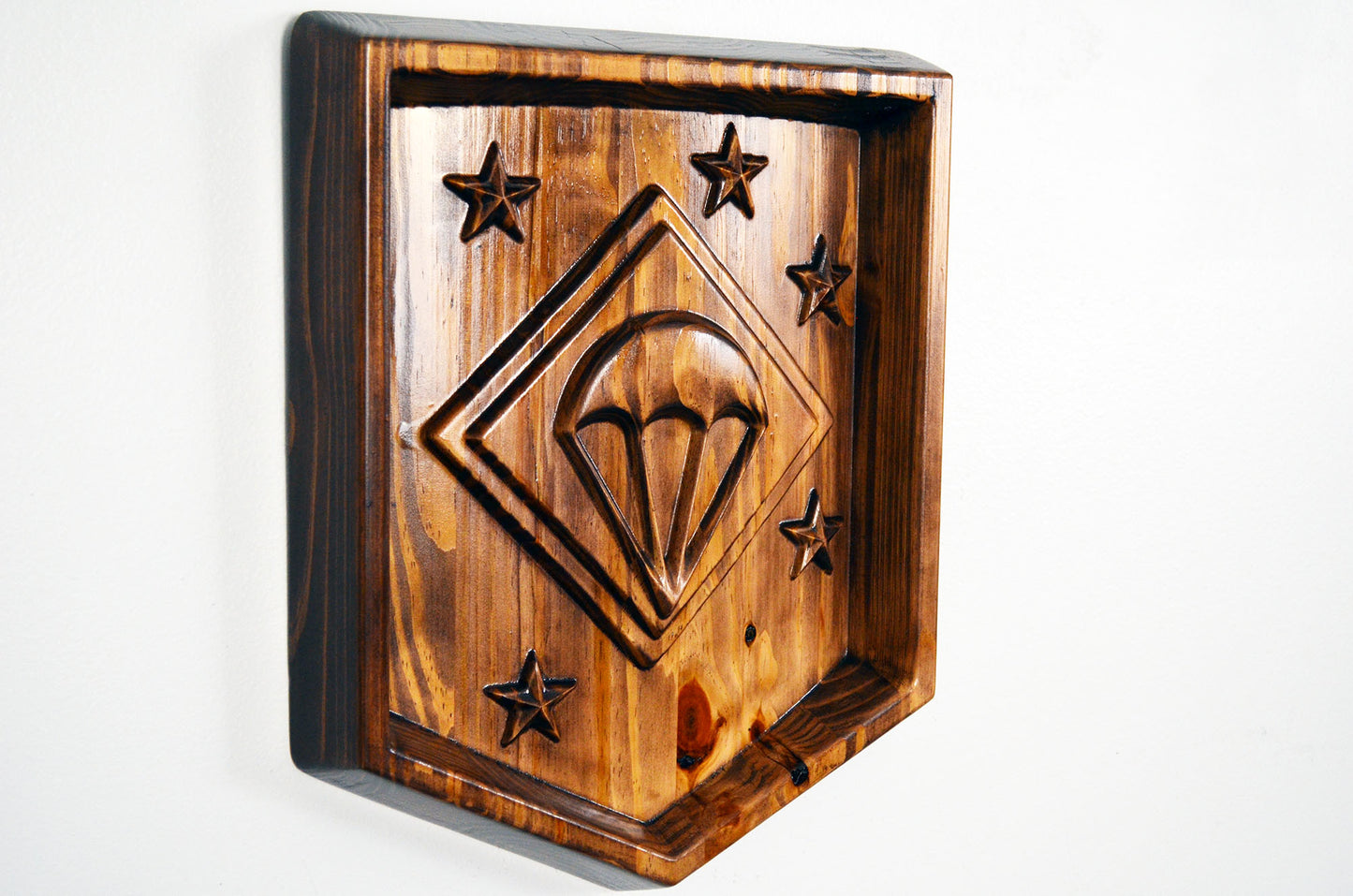 USMC Paramarines, Marine Parachute Regiment, stained 3d wood carving, military plaque - Carved Effects