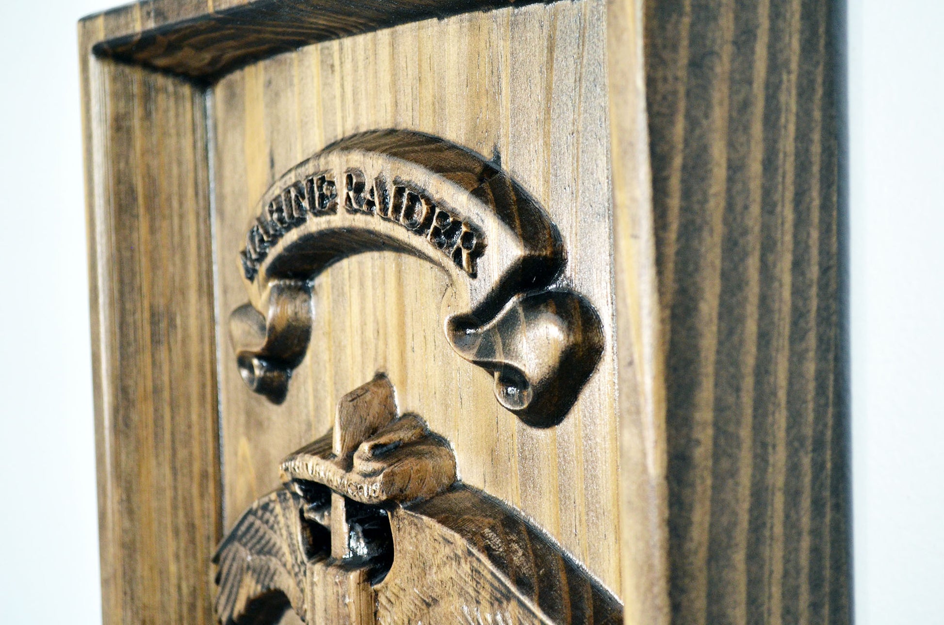 USMC Raider Dagger, Marine Special Operator Insignia, stained 3d wood carving, military plaque - Carved Effects