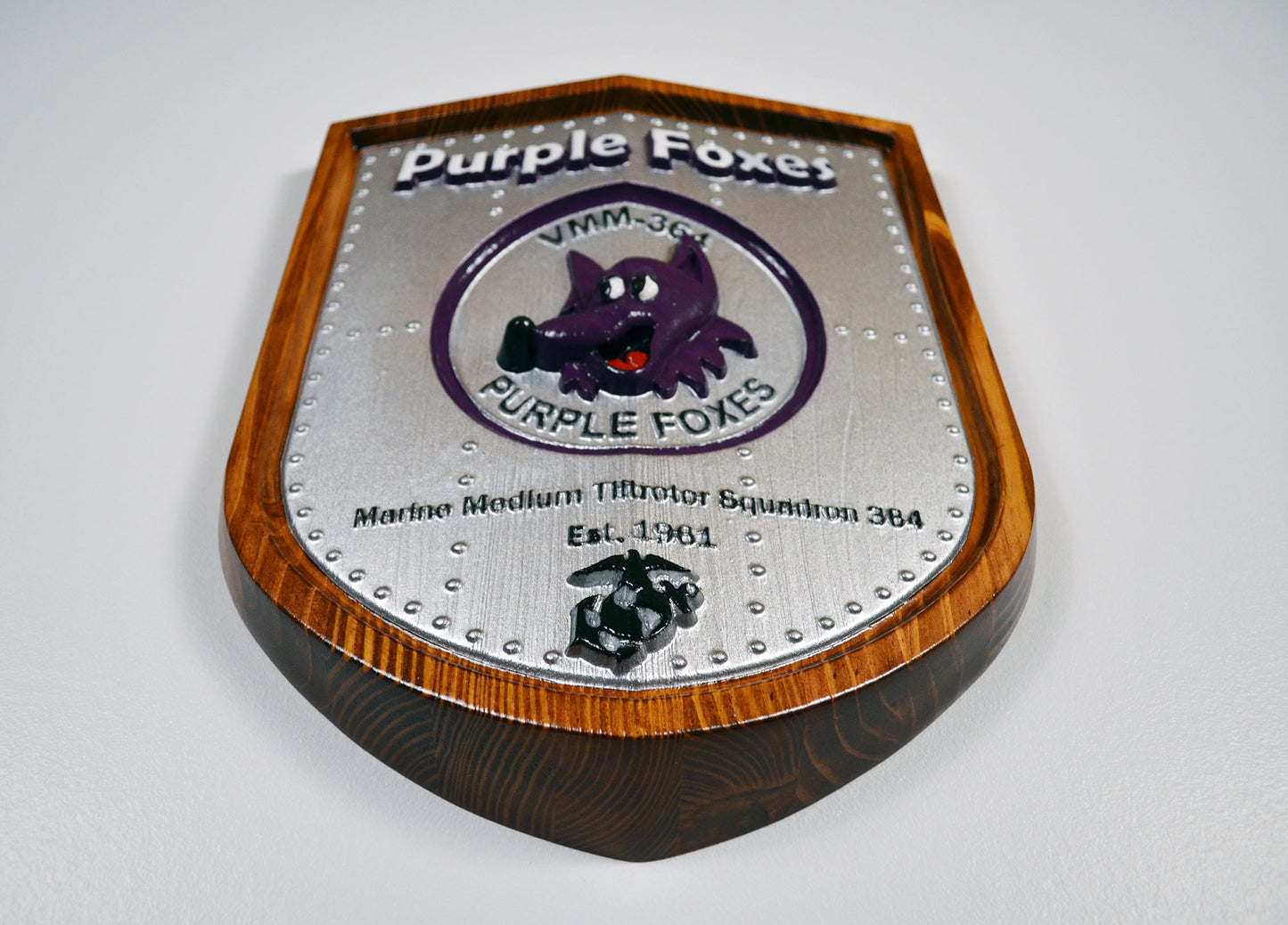 USMC VMM-364, Marine Medium Tilt Rotor Squadron 364, 3d wood carving, painted military plaque - Carved Effects