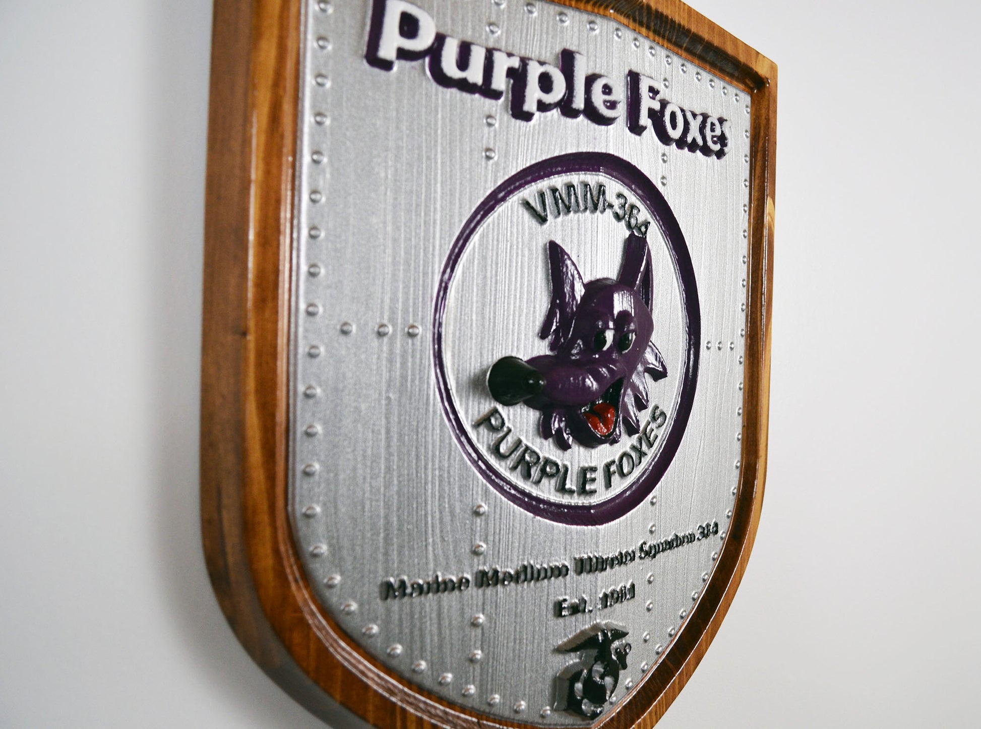 USMC VMM-364, Marine Medium Tilt Rotor Squadron 364, 3d wood carving, painted military plaque - Carved Effects