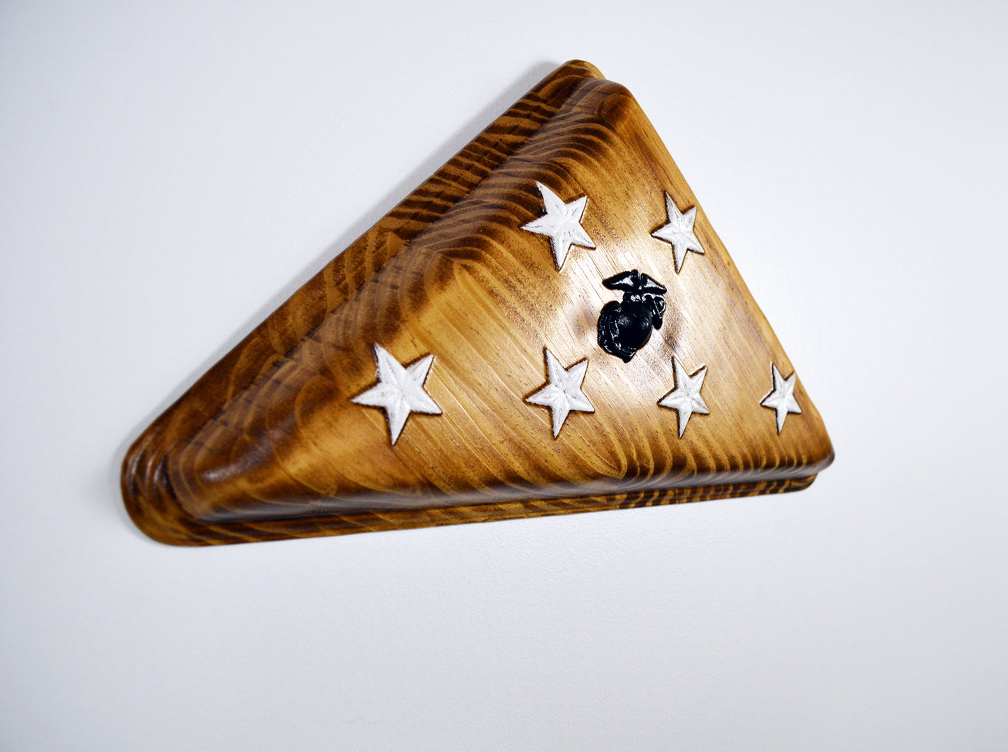 USMC folded flag, Marine Corps keepsake, military plaque - Carved Effects