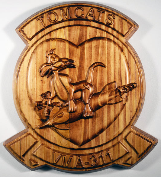 USMC Fighter Attack Squadron, VMFA-311, Tomcats, CNC 3d wood carving, military plaque