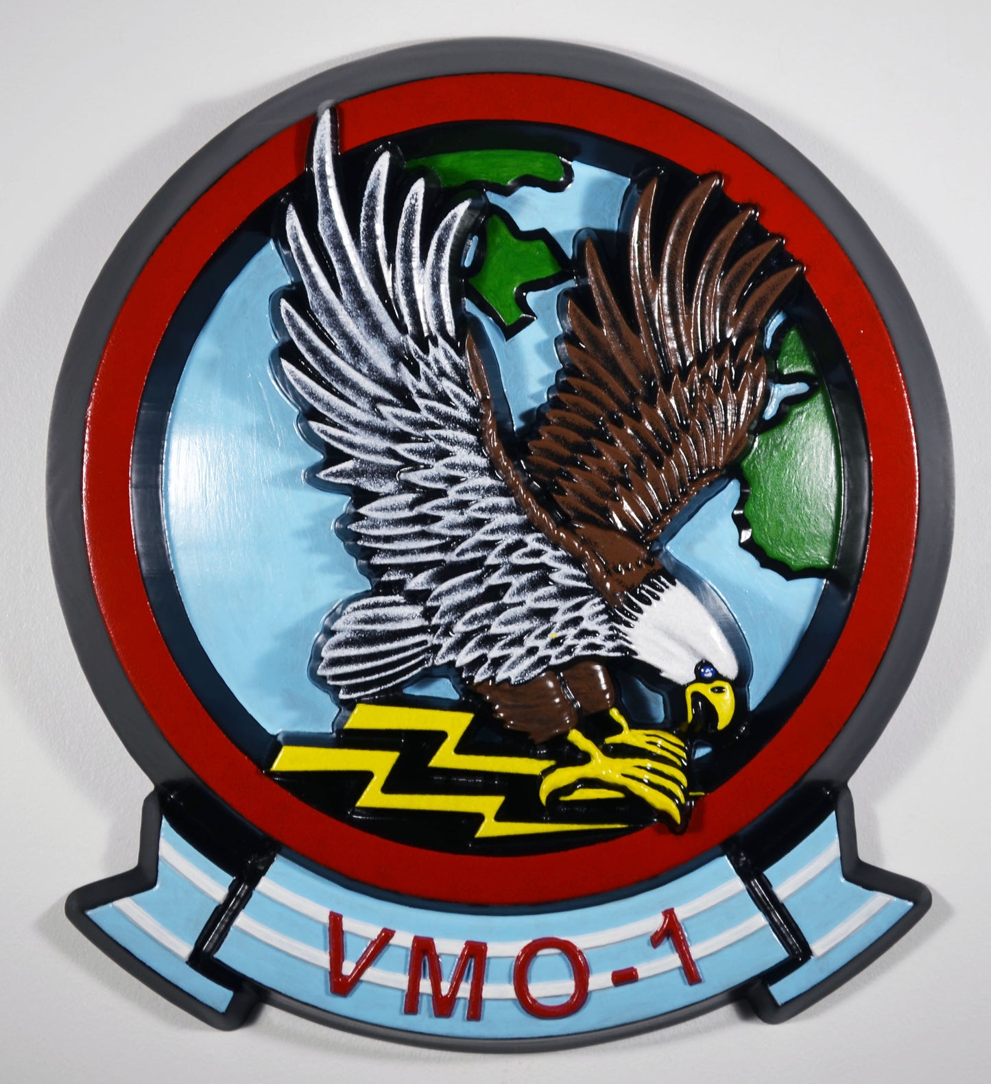 Marine Observation Squadron 1 (VMO-1), Yazoo, CNC 3d wood carving, military plaque