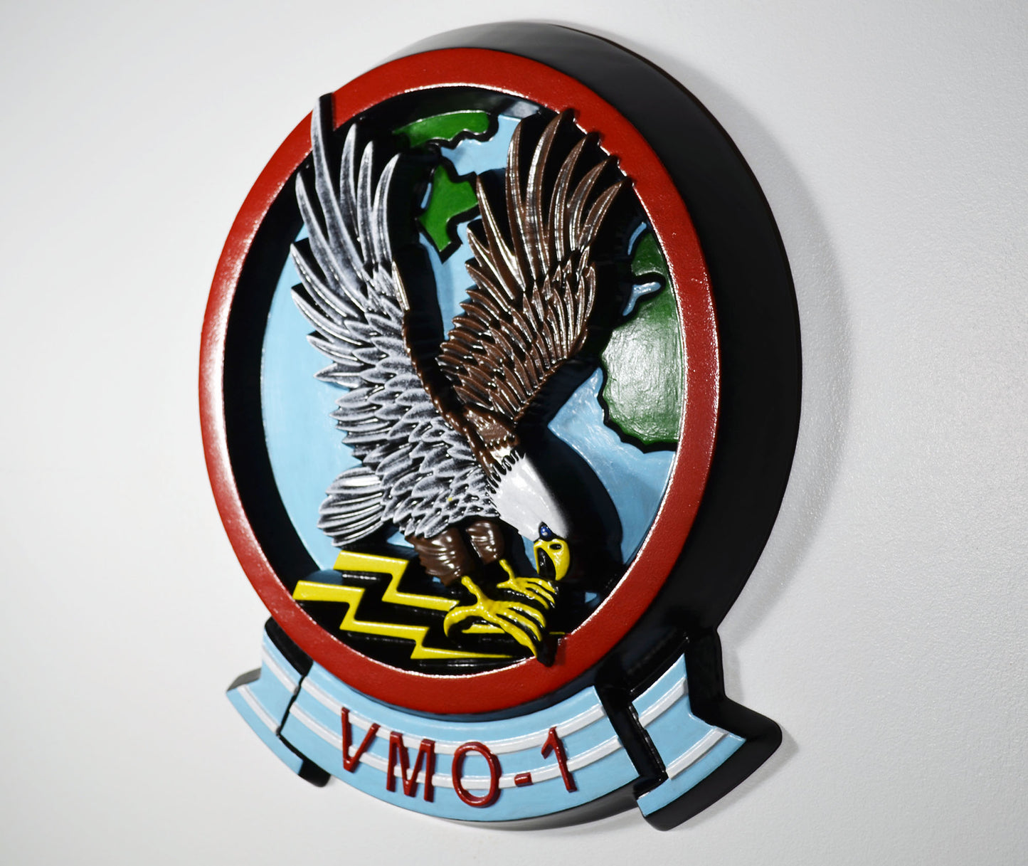 Marine Observation Squadron 1 (VMO-1), Yazoo, CNC 3d wood carving, military plaque