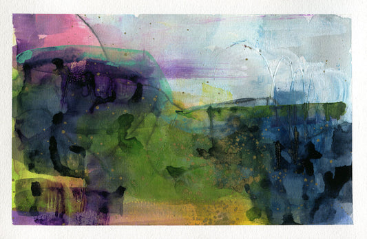 Abstract art piece with a mix of colors on a white background