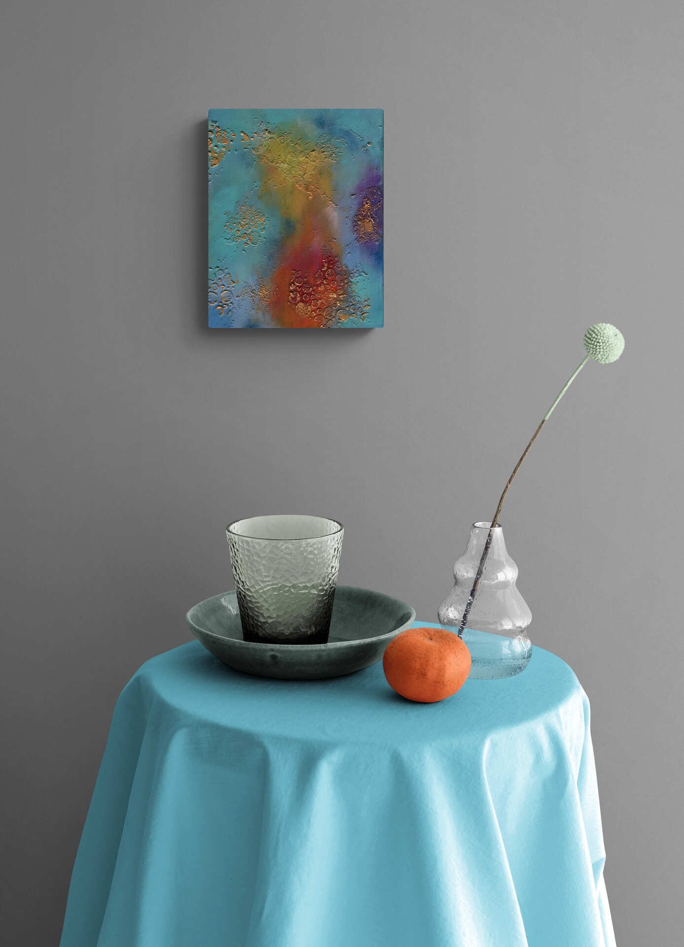 Abstract hand painted galaxy style painting on canvas 8x10, original artwork