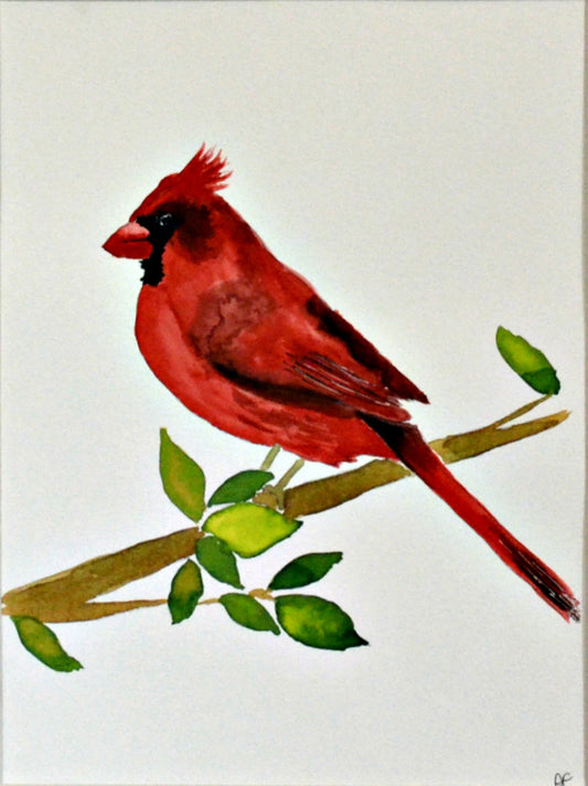 Cardinal watercolor painting 9x12, bird lover art original watercolor, wildlife wall art