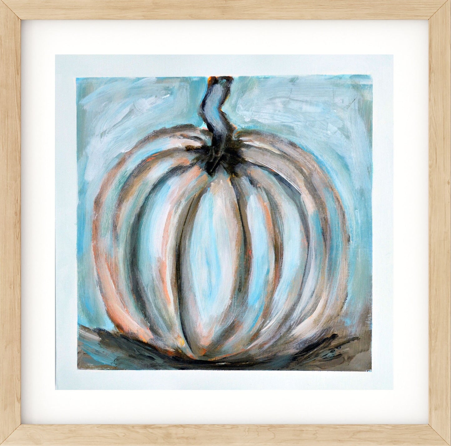 Pumpkin painting on acrylic paper 12x12, fall wall art, Thanksgiving decorations, Halloween decorations, rustic wall decor