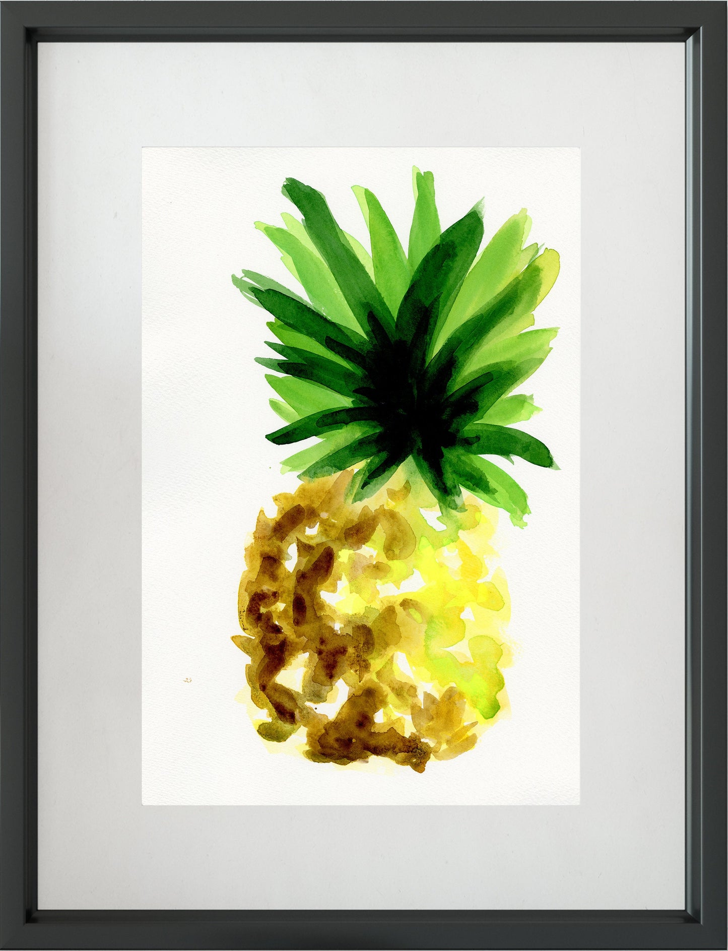 Pineapple hand painted watercolor painting 9x12, Hawaiian fruit wall art, kitchen wall art, tropical fruit decor